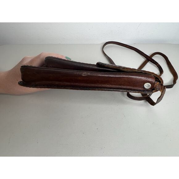 Vintage Leather Aliento Design Crossbody Bag Purse - Picture 10 of 13